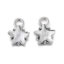 Alloy with Rhinestone Pendants, Star Charm, Cadmium Free & Lead Free