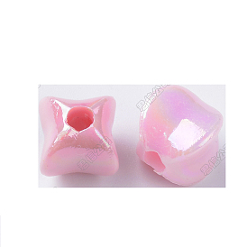 Opaque Acrylic Beads, AB Color Plated, Cube