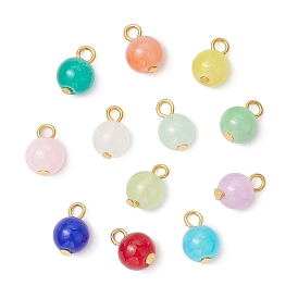 12Pcs Imitation Jade Glass Pendants, Round Charms