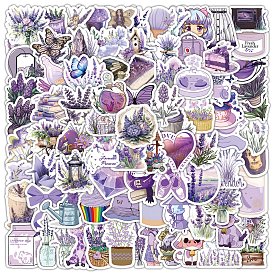 100Pcs Lavender Paper Sticker Labels, Self-adhesion, for Suitcase, Skateboard, Refrigerator, Helmet, Mobile Phone Shell