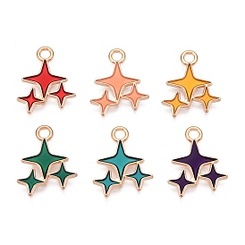 Alloy Enamel Pendants, Light Gold, Lead Free & Cadmium Free, Star Charm