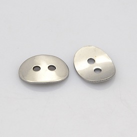 2 ovales hoyos de 304 botones de acero inoxidable, 14x10x1 mm, agujero: 2 mm