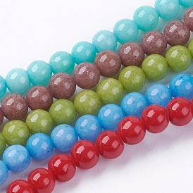 Natural Mashan Jade Beads Strands, Dyed, Round