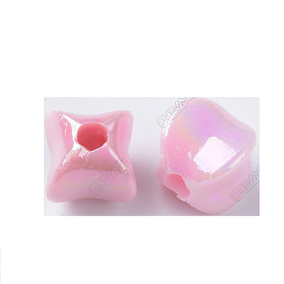 Opaque Acrylic Beads, AB Color Plated, Cube
