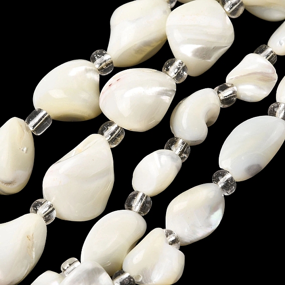 Натуральная оболочка из трохидных оболочек, с бисером, самородки