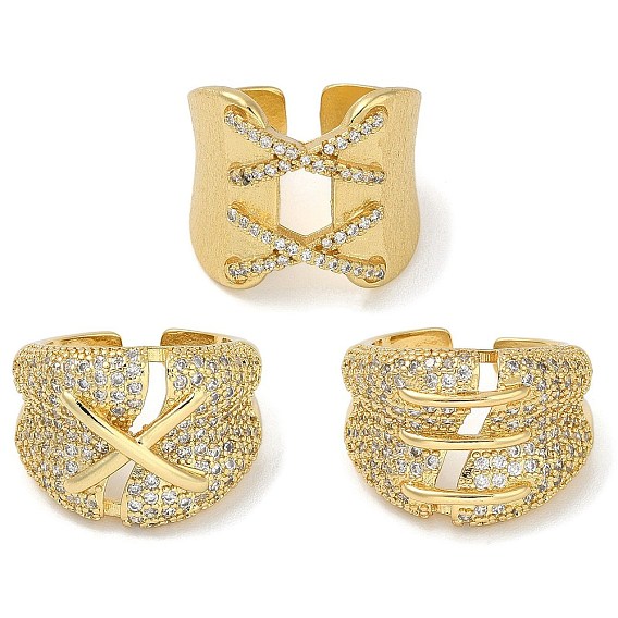 Кольца-манжеты для пальцев из латуни с микропаве из кубического циркония для женщин, без кадмия и без свинца, долговечный