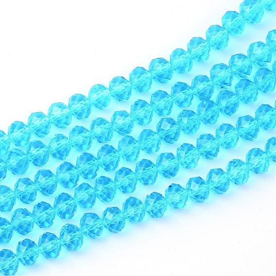 Transparent Glass Bead Strands, Faceted Rondelle