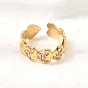 304 Stainless Steel Rhinestone Cuff Open Rings for Women, Heart, Ion Plating(IP)