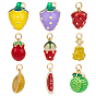 9 шт 9 стили латунные подвески, с эмалью, долговечный, без кадмия и без свинца, стойки покрытие, реальный 18 k позолоченный, фрукты