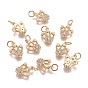 Brass Micro Pave Cubic Zirconia Charms, with Acrylic Beads, Long-Lasting Plated, Crown