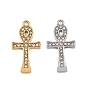 Pendentifs en acier inoxydable, avec strass, amulettes en forme de croix ankh égyptienne, placage ionique (ip)