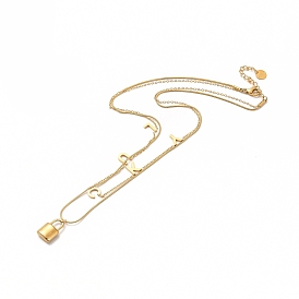Placage ionique (ip) 304 colliers à pendentif porte-bonheur en acier inoxydable, colliers double couche pour femmes