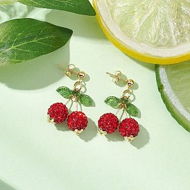 304 серьги-гвоздики из нержавеющей стали с акриловыми вишнями, 304 фрикционные ушные гайки из нержавеющей стали, золотые