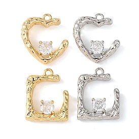 Латунные микро проложить кубического циркония подвески, Подвески в форме сердца/прямоугольника, долговечный