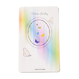 Rectangle Paper Necklace Display Cards with Hanging Hole, Rainbow Jewelry Display Card for Earring Necklace Storage