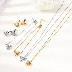 304 Наборы подвесок в виде сердечек из нержавеющей стали: колье, браслеты и серьги-гвоздики