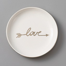Керамическая посуда для украшений, дисплейные пластины, лотки для хранения органайзера для косметики, плоские круглые со словом "love"