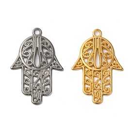 304 Stainless Steel Pendants, Hamsa Hand/Hand of Miriam Charms