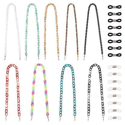 25pcs chaînes de lunettes en acrylique avec trombones et câbles, avec porte-lunettes, pour la fabrication de chaînes de lunettes de bricolage
