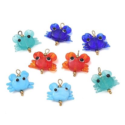 304 Stainless Steel & Glass Pendants, Crab Charms