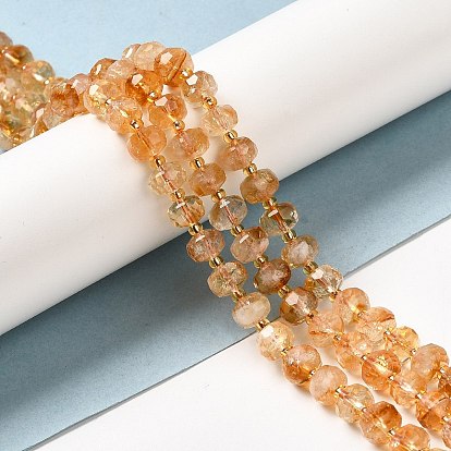 Natural Citrine Beads Strands, with Seed Beads, Faceted Rondelle
