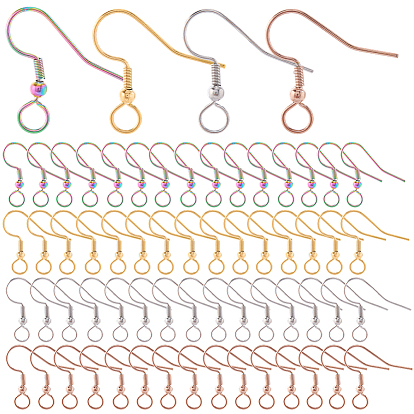 120 шт. 4 цвета 304 крючки для серег из нержавеющей стали, французские крючки с катушкой и шариком