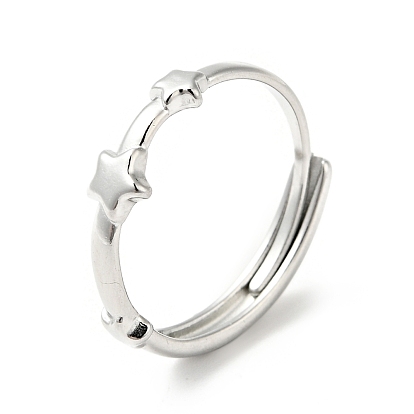 304 Stainless Steel Triple Star Adjustable Ring for Women