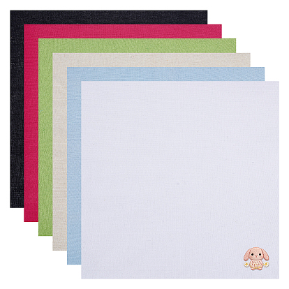 6Pcs Linen Embroidery Fabric, Square