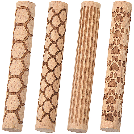 4шт. 4 стили, печатные палочки из буковой древесины, прессовальные машины для полимерной глины, розовые