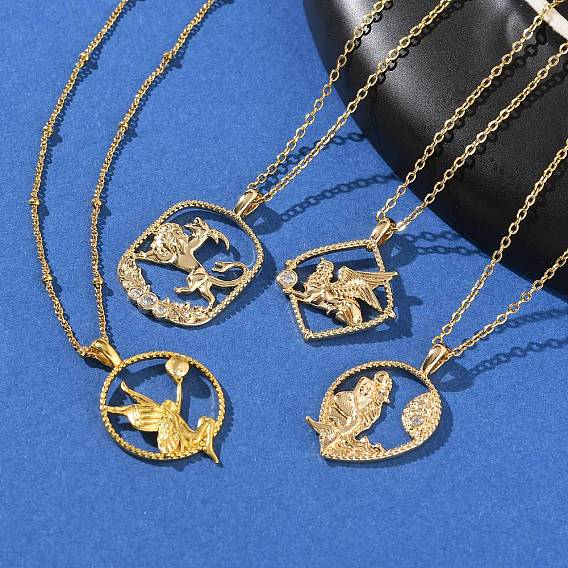 Латунные прозрачные кубические циркониевые подвески ожерелья для женщин, реальный 18 k позолоченный