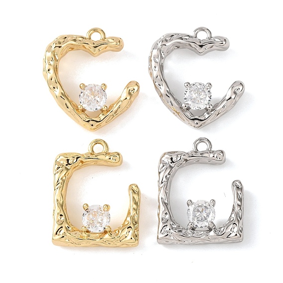 Латунные микро проложить кубического циркония подвески, Подвески в форме сердца/прямоугольника, долговечный