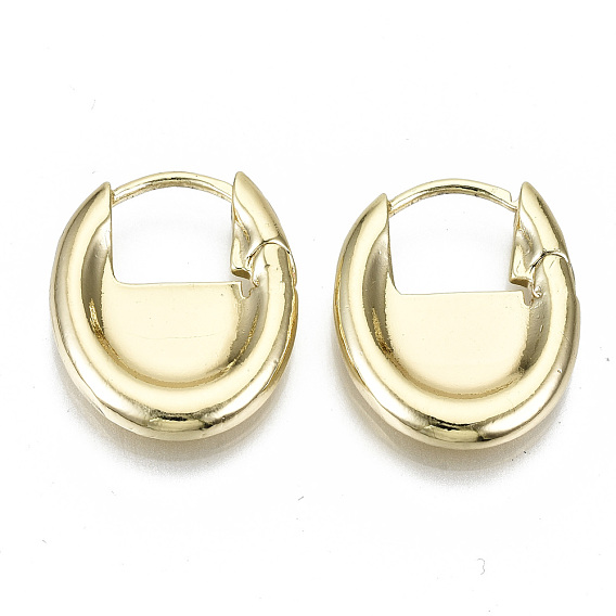 Brass Huggie Hoop Earrings, Oval, Nickel Free