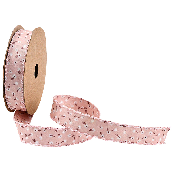 1 рулон полиэстеровых лент с цветочным принтом, лента с волнистым краем, аксессуары для одежды, подарочная упаковка