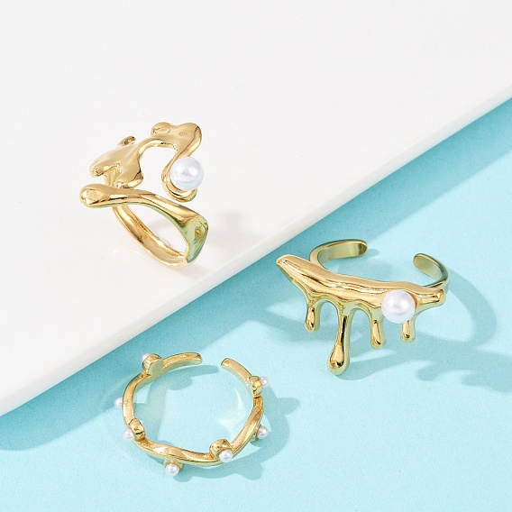 304 кольца из нержавеющей стали, с имитацией жемчуга