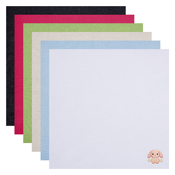 6Pcs Linen Embroidery Fabric, Square