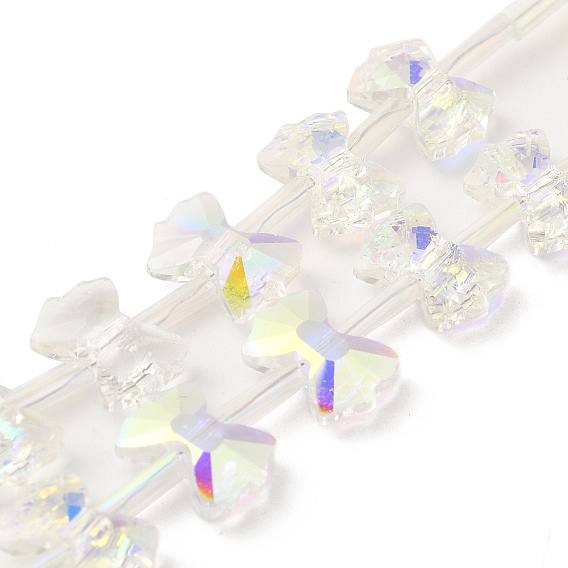 Гальванические стеклянные бусины, с покрытием AB цвета, граненые, бантом