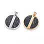 304 Stainless Steel Pendants, Flat Round, with Natural Howlite, Dyed