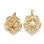 Brass Pendants, Flower, Nickel Free