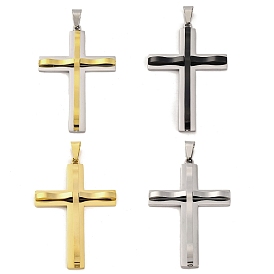 PVD Vacuum Plating 304 Stainless Steel Big Pendants, Cross Charm, Religion