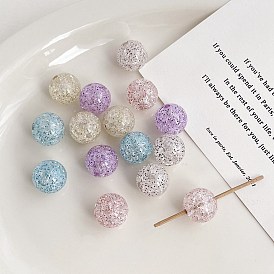 Perles acryliques transparentes, avec des paillettes, ronde