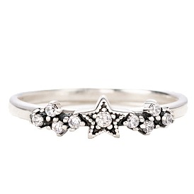 Alloy Rhinestone Plain Band Rings, Star