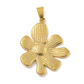 Ion Plating(IP) 304 Stainless Steel Pendants, Flower Charm