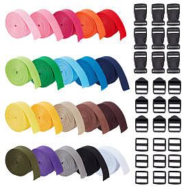 60 ярдов 20 цветов полипропиленовой ленты, для изготовления лямок для сумок, с 30шт. 3 вариантами пластиковых пряжек