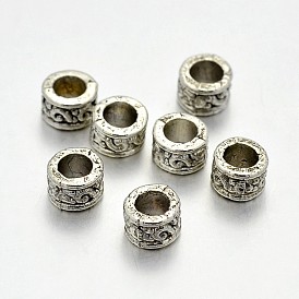 Perles d'espacement de colonne en alliage de style tibétain, sans plomb et sans cadmium et sans nickel, 5x3mm, Trou: 3mm