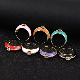 Geometric Wide-Opening Ring with Copper Micro-inlaid Zircon Stone, Retro Fashion Women's Finger Tail Ring
