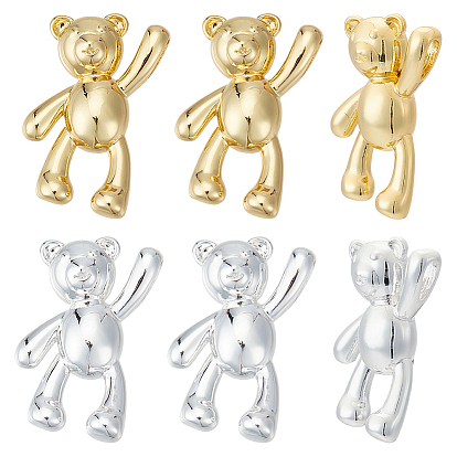 12 шт. 2 цвета латунные подвески, без свинца и без кадмия, стойки покрытие, медведь