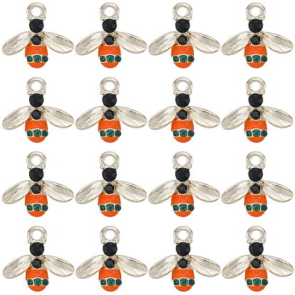 40 шт. Подвески из сплава эмали, со стразами, Пчелы