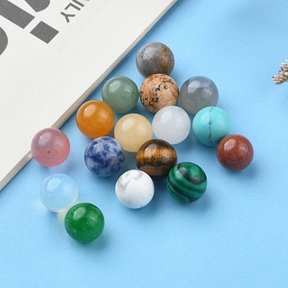 Natural & Synthetic Gemstone Stone Beads, Gemstone Sphere, for Wire Wrapped Pendants Making, No Hole/Undrilled, Round