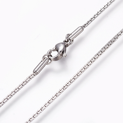 304 Stainless Steel Boston Link Chain Necklaces, with Lobster Claw Clasps