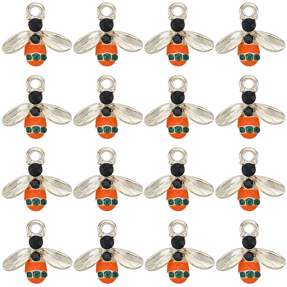 40 шт. Подвески из сплава эмали, со стразами, Пчелы